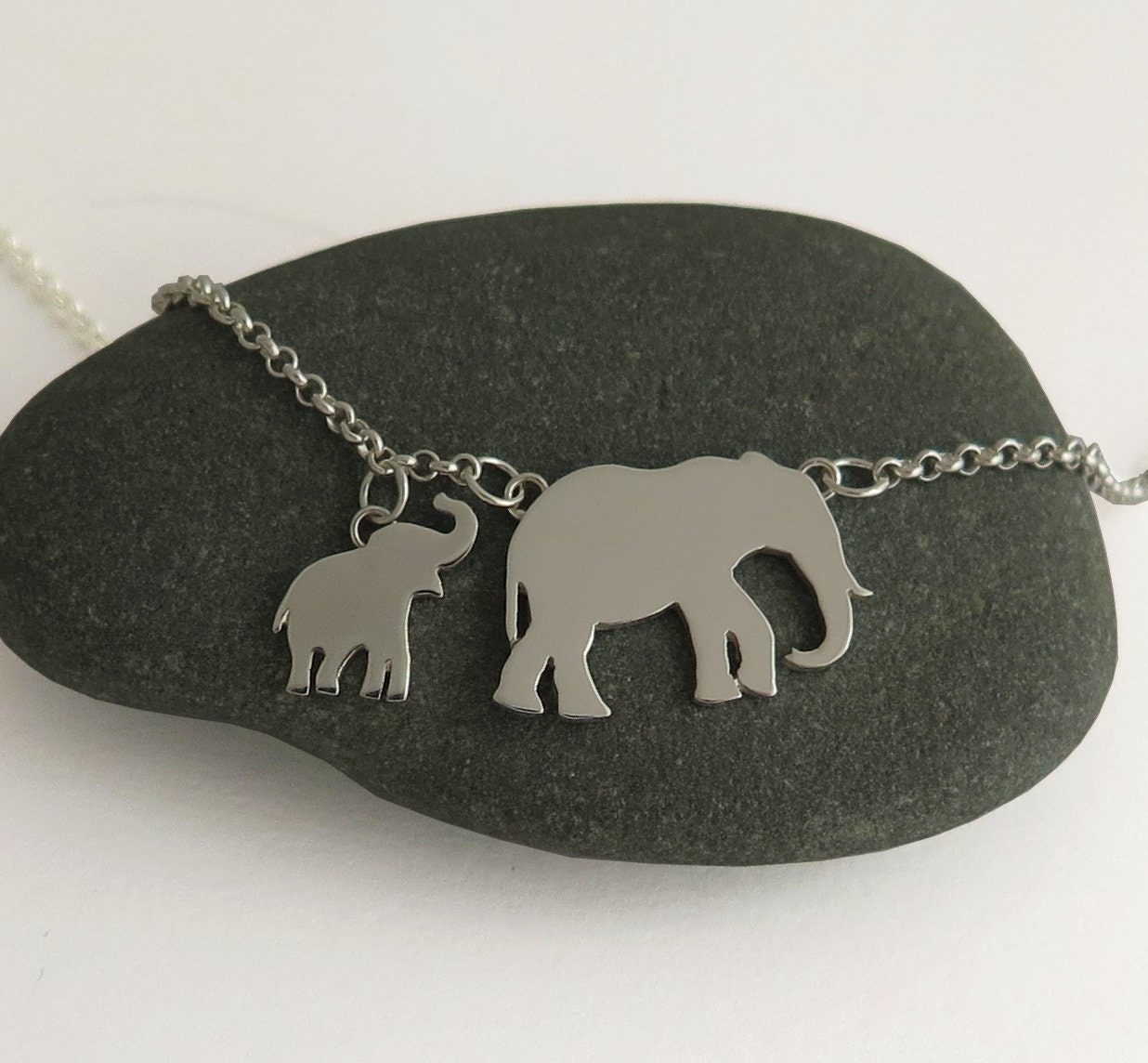Elefanten Halskette - Sterling Silber Elefant Anhänger Schmuck Mutter & Baby Geschenk Für Mama Tier-Liebhaber-Geschenk von DaliaShamirJewelry