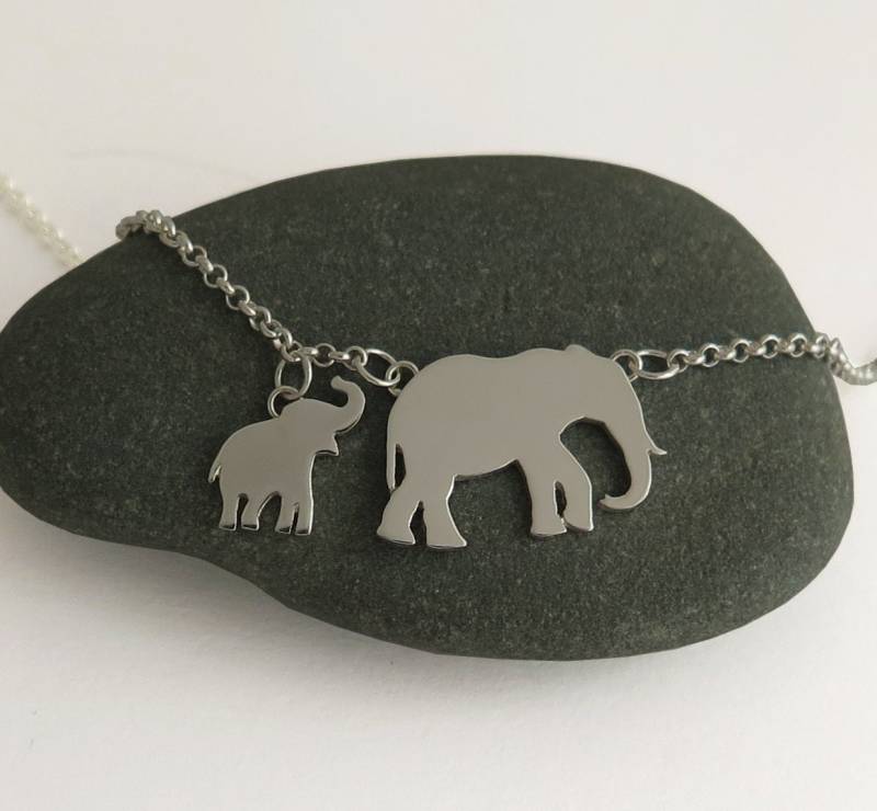 Elefanten Halskette - Sterling Silber Elefant Anhänger Schmuck Mutter & Baby Geschenk Für Mama Tier-Liebhaber-Geschenk von DaliaShamirJewelry