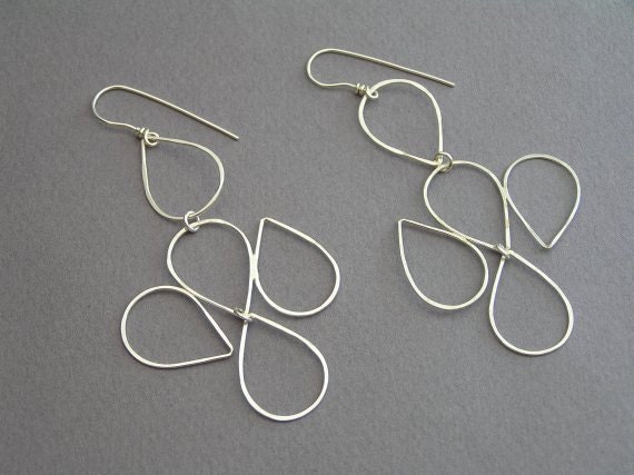 Große Baumeln Ohrringe - Tropfen Sterling Silber Wire von DaliaShamirJewelry