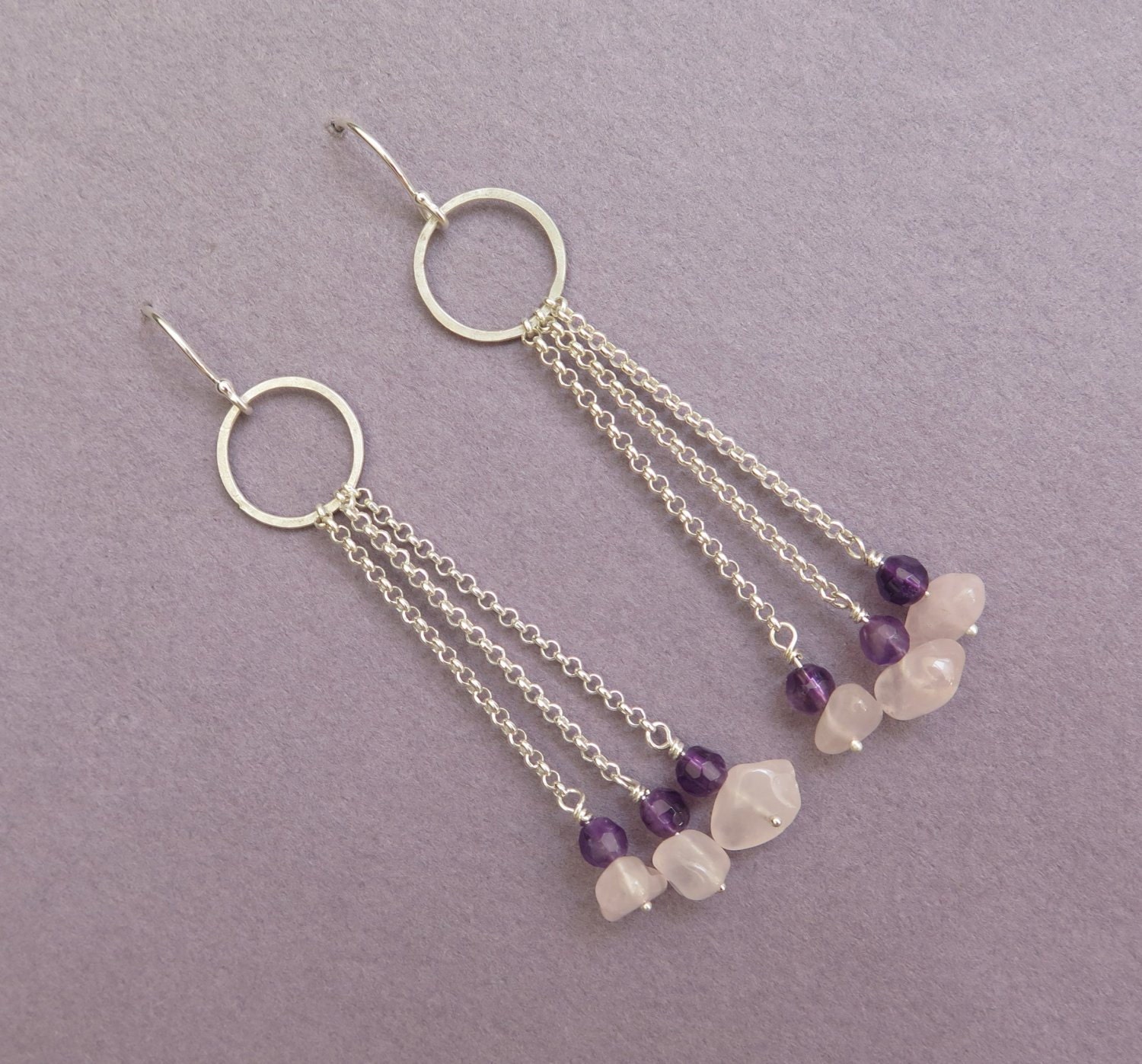 Hängeohrringe Mit Edelsteinen - Sterling Silber Multi Chain Ohrringe von DaliaShamirJewelry