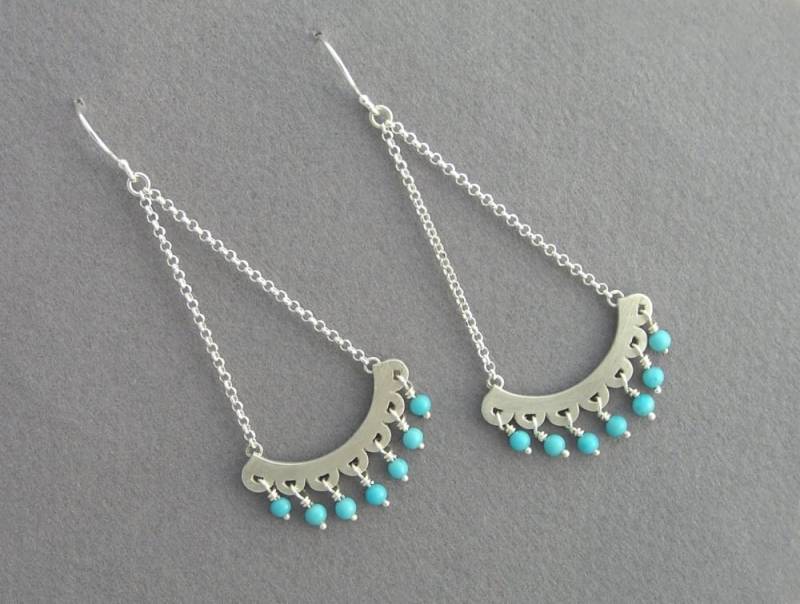 Lange Ohrringe, Tropfen Ohrringe Silber, Statement Braut Silber von DaliaShamirJewelry