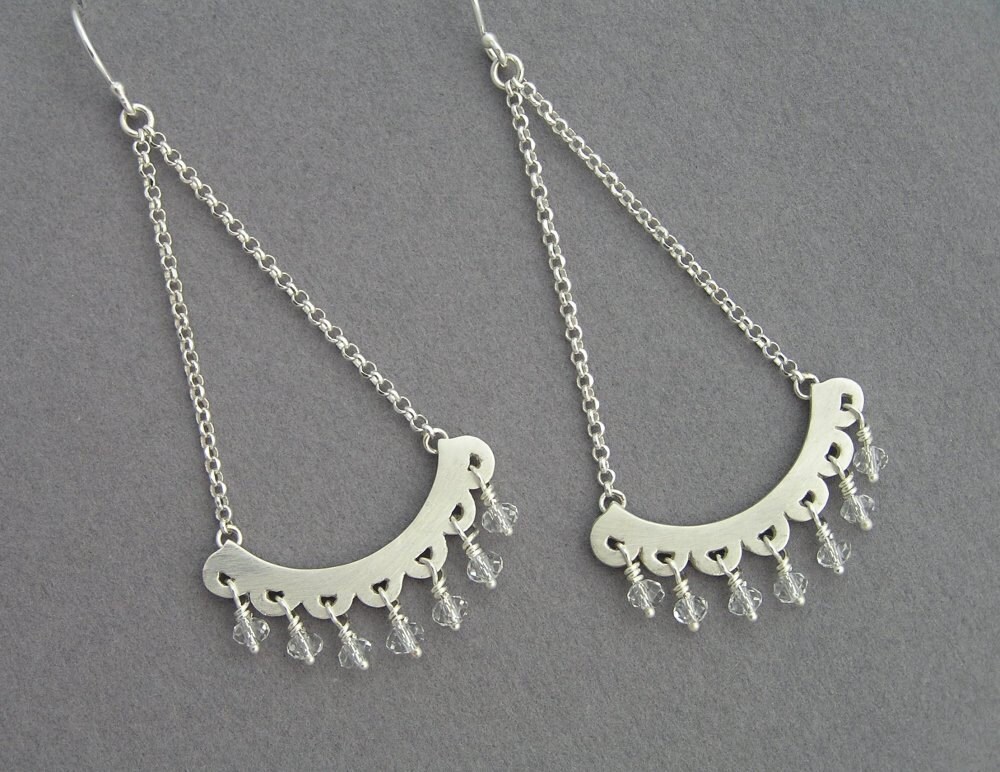 Lange Ohrringe Silber, Ohrringe, Sterling Silber Tropfen Braut von DaliaShamirJewelry