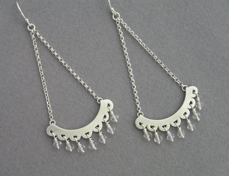 Lange Ohrringe Silber, Ohrringe, Sterling Silber Tropfen Braut von DaliaShamirJewelry