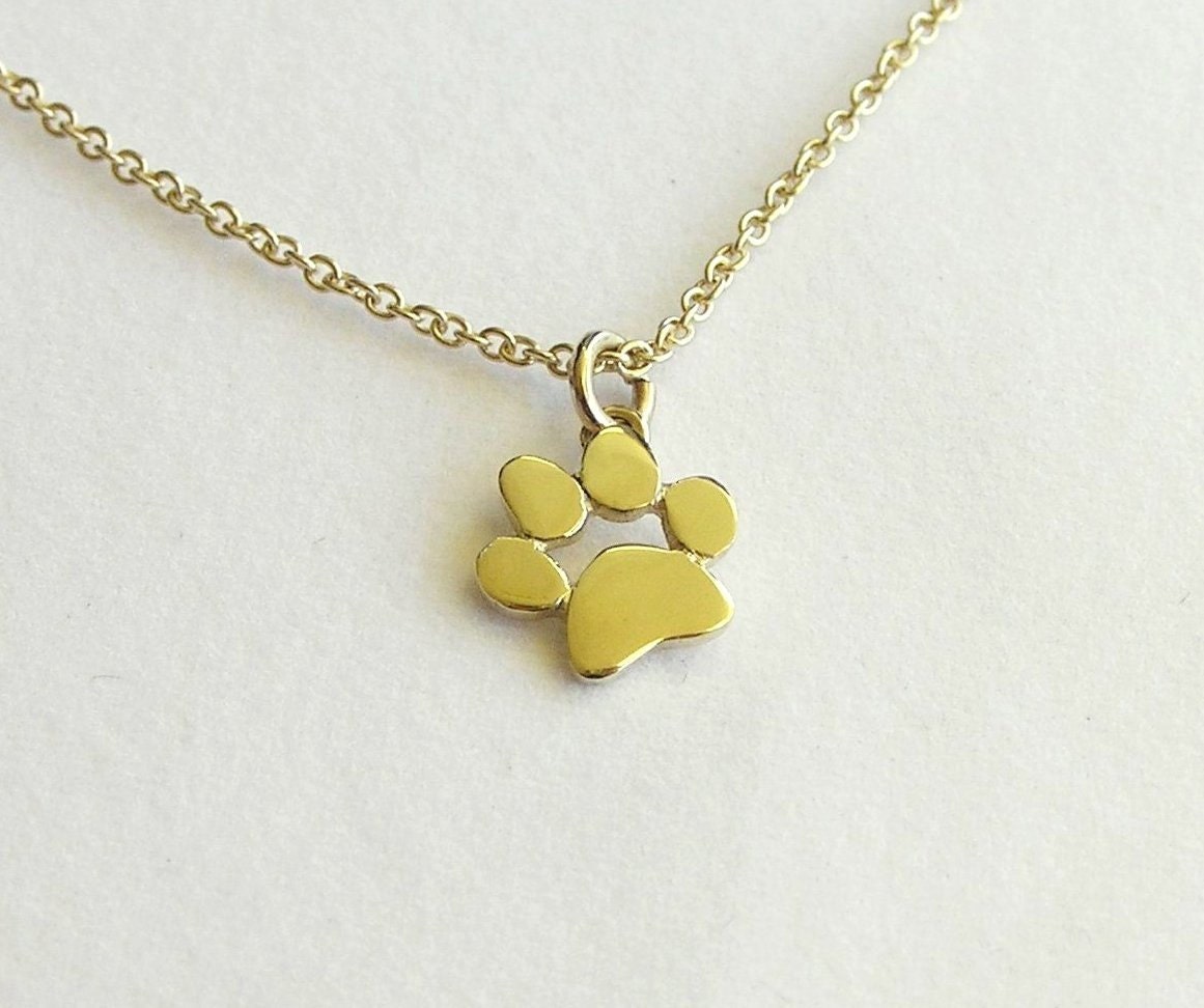 Pfote Print Halskette - 14K Gold Massive Tierschmuck Katzen- Und Hundeliebhaber Geschenk von DaliaShamirJewelry