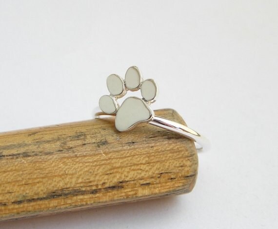 Pfotenabdruck Ring, Sterling Silber Pfote Hund Tier Schmuck, Abdruck Katze Geschenk Für Tierliebhaber, Ring von DaliaShamirJewelry