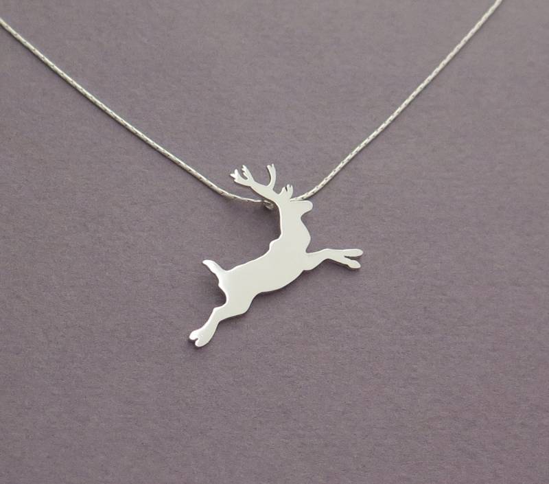 Reindede Anhänger Halskette, Silber Halskette Für Frauen, Sterling Weihnachtsgeschenk, Hirsch Tier von DaliaShamirJewelry