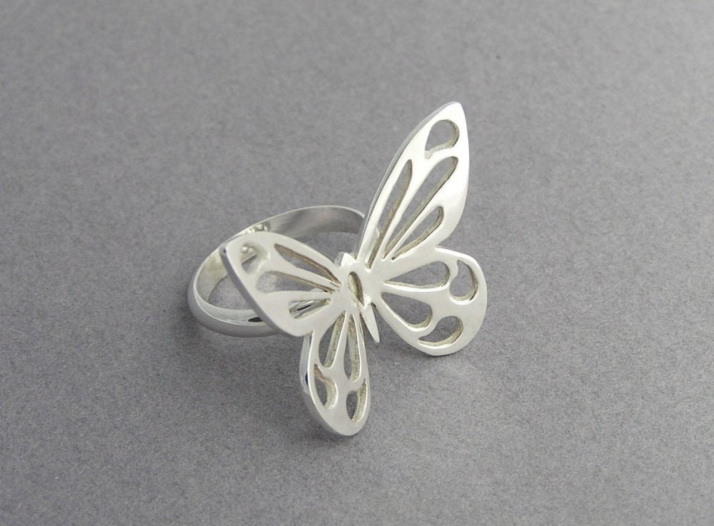Schmetterling Ring - Statement Sterling Silber Schmuck Flügel von DaliaShamirJewelry