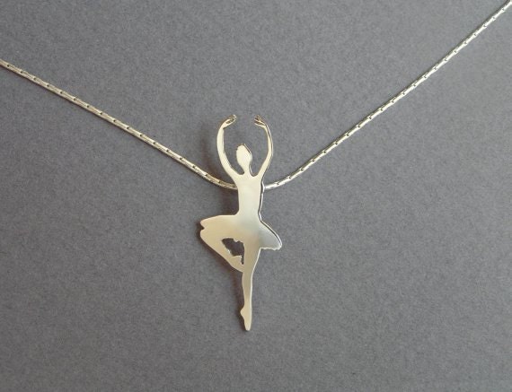 Silber Ballerina Halskette Anhänger - Ballett Tänzerin Silhouette Hand Cut Sterling von DaliaShamirJewelry