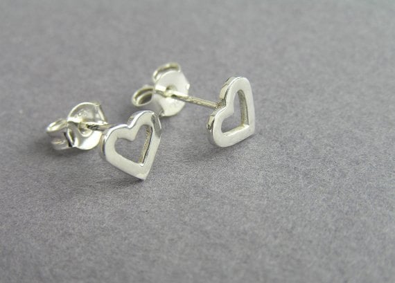 Silber Herz Ohrringe - Ohrstecker Sterling Post von DaliaShamirJewelry