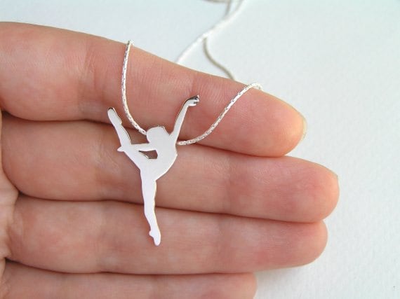 Tänzer Halskette Anhänger - Ballerina Ballett Tänzerin Silhouette Schmuck Sterling Silber von DaliaShamirJewelry