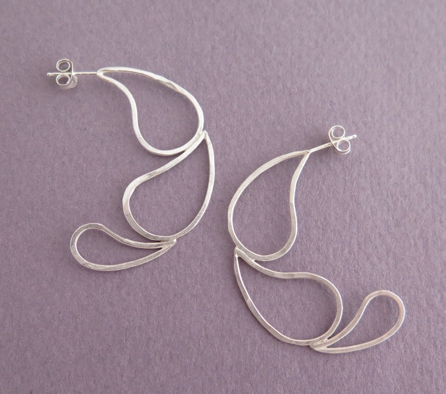 Zweig Ohrringe - Sterling Silber Offene Hoop von DaliaShamirJewelry