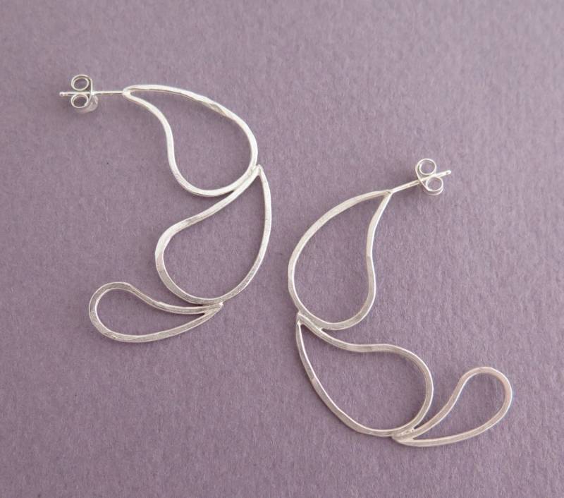 Zweig Ohrringe - Sterling Silber Offene Hoop von DaliaShamirJewelry
