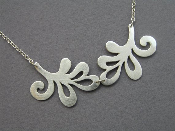 sterling Silber Blätter Halskette - Zweig Anhänger von DaliaShamirJewelry