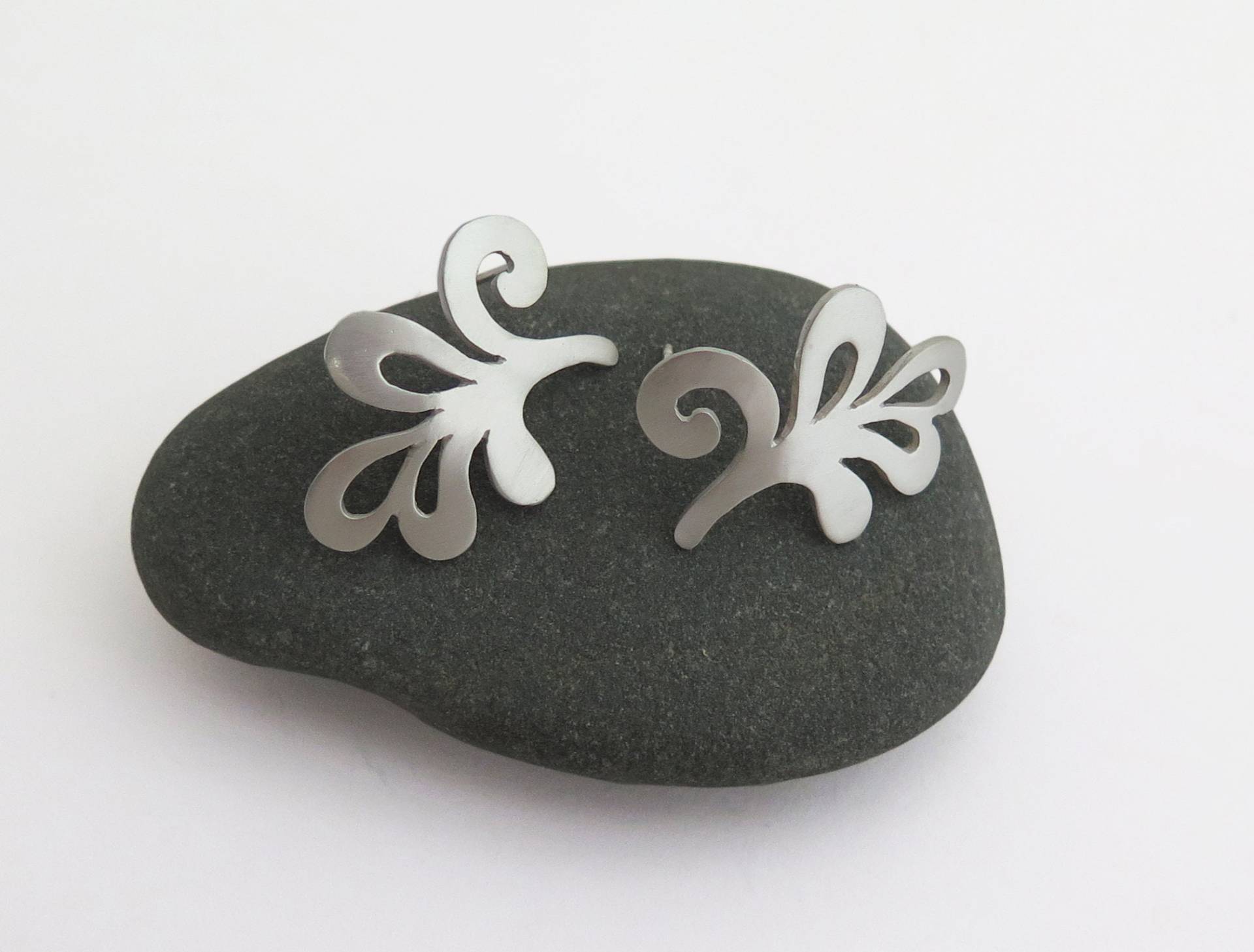 sterling Silber Tropfen Ohrringe, Zweig Blatt Wirbelnde Einzigartige Natur Inspirierter Schmuck von DaliaShamirJewelry