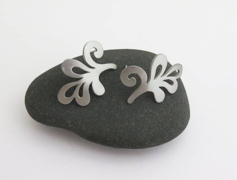 sterling Silber Tropfen Ohrringe, Zweig Blatt Wirbelnde Einzigartige Natur Inspirierter Schmuck von DaliaShamirJewelry