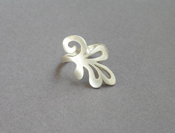 sterling Silber Zweigring - Wirbelnder Blattring von DaliaShamirJewelry