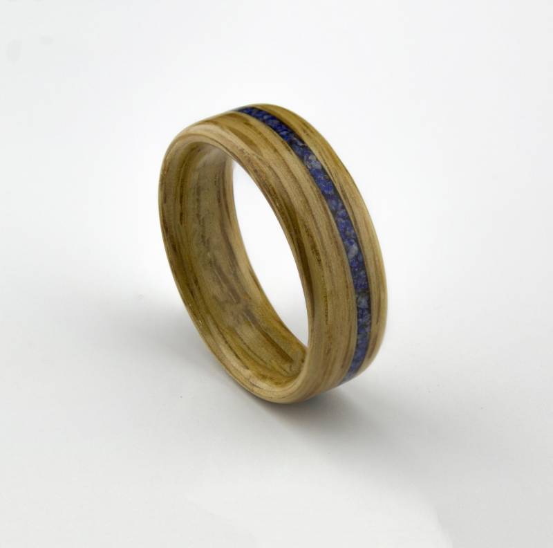 Bentwood Ring Handgefertigt Aus Eichenholz Mit Lapis Lazuli Inlay /Holzschmuck/Holzring Für Männer Oder Frauen[Gravur Ist Nicht Im Lieferumfang von DaliaWoodia