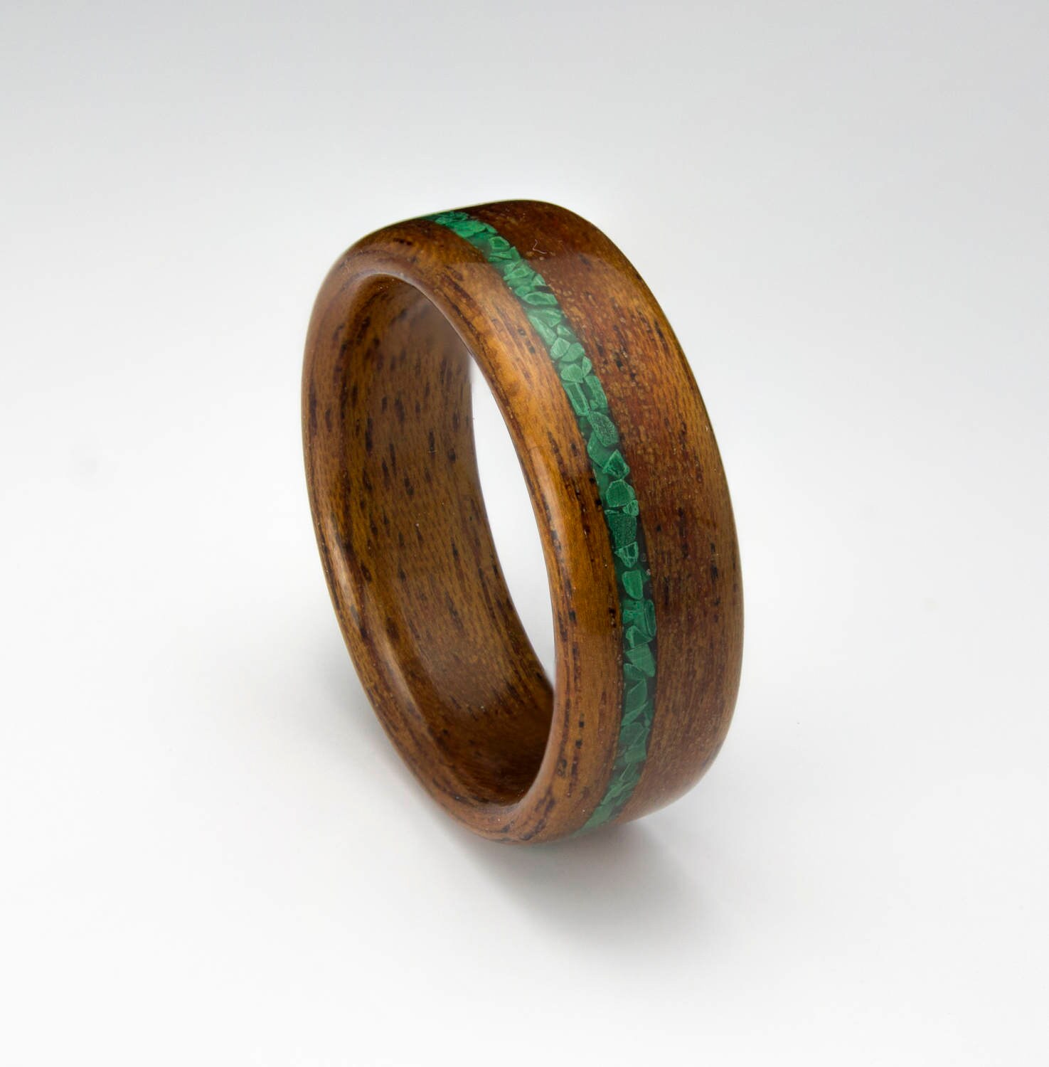 Bentwood Ring Handgefertigt Aus Mahagoniholz Mit Malachit Inlay /Holzschmuck/Holzring Für Männer Oder Frauen von DaliaWoodia