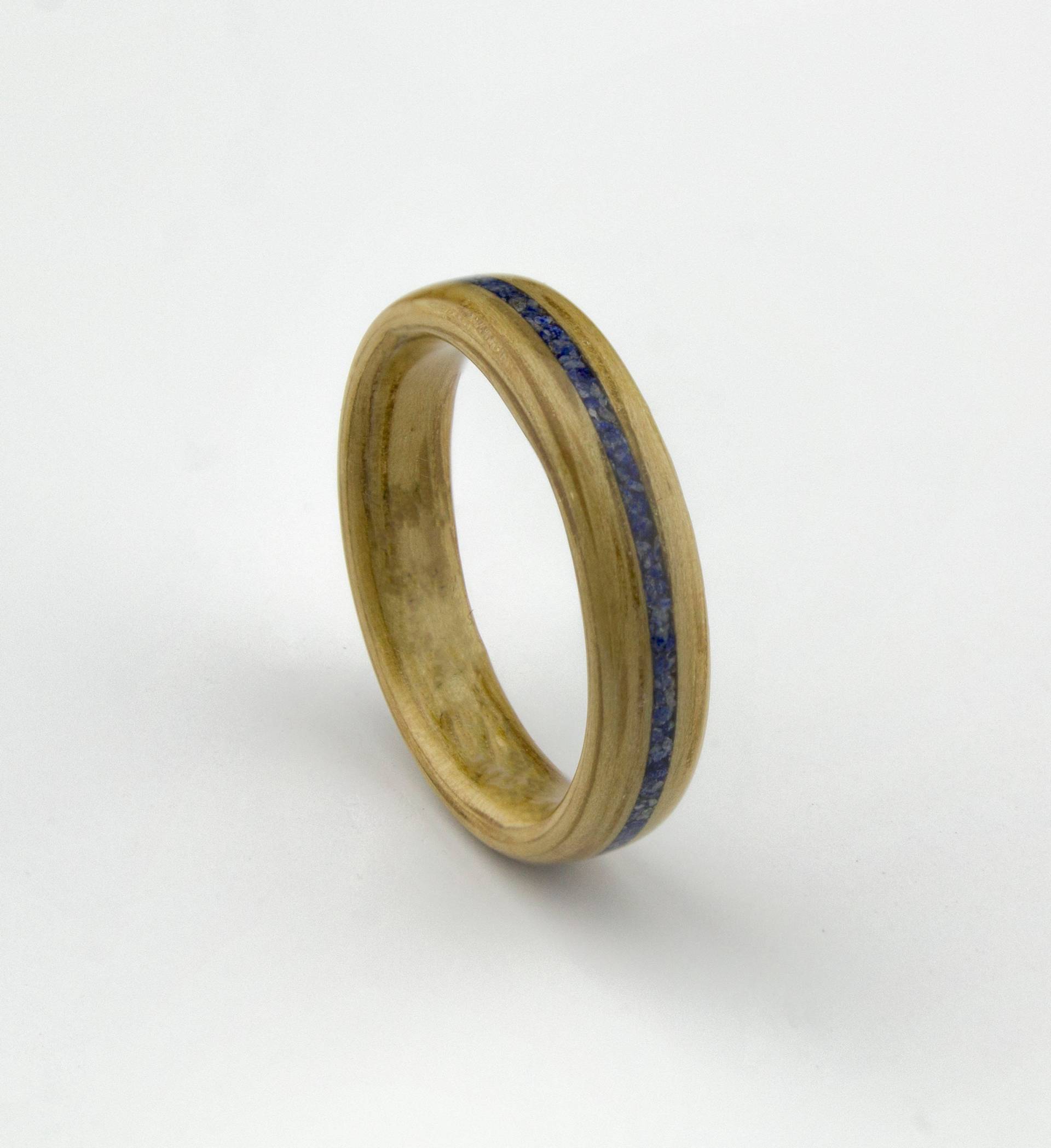 Bentwood Ring Handgefertigt in Eichenholz Mit Lapis Lazuli Inlay /Holzschmuck/Holzring Für Frauen[Gravur Ist Nicht Im Lieferumfang Enthalten] von DaliaWoodia