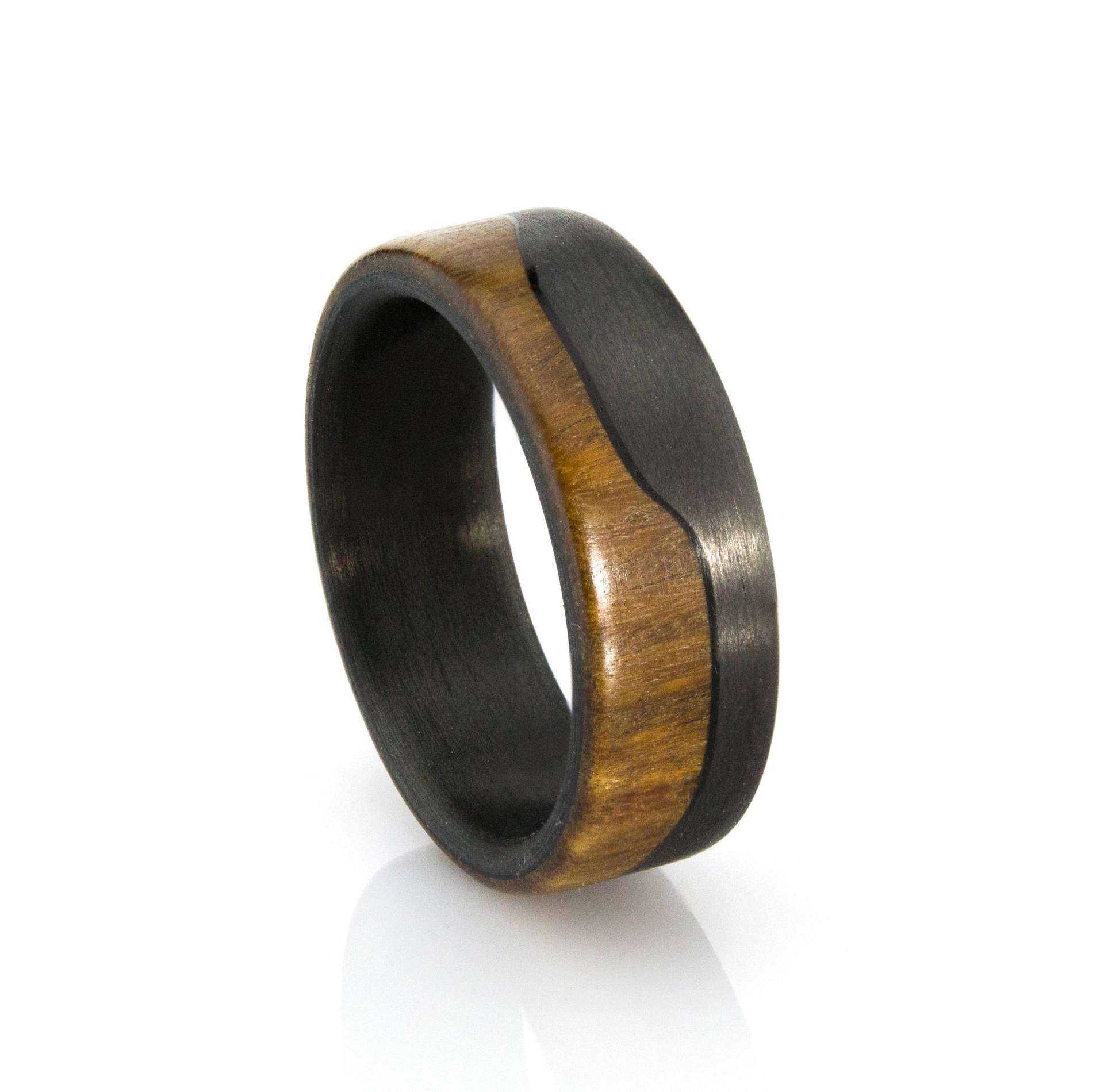 Carbon-Faser-Ring, Lignum Vitae Holz, Herren Ring, Schwarzer Ehering, Bestes Geschenk, Geschenk Für Ihn von DaliaWoodia