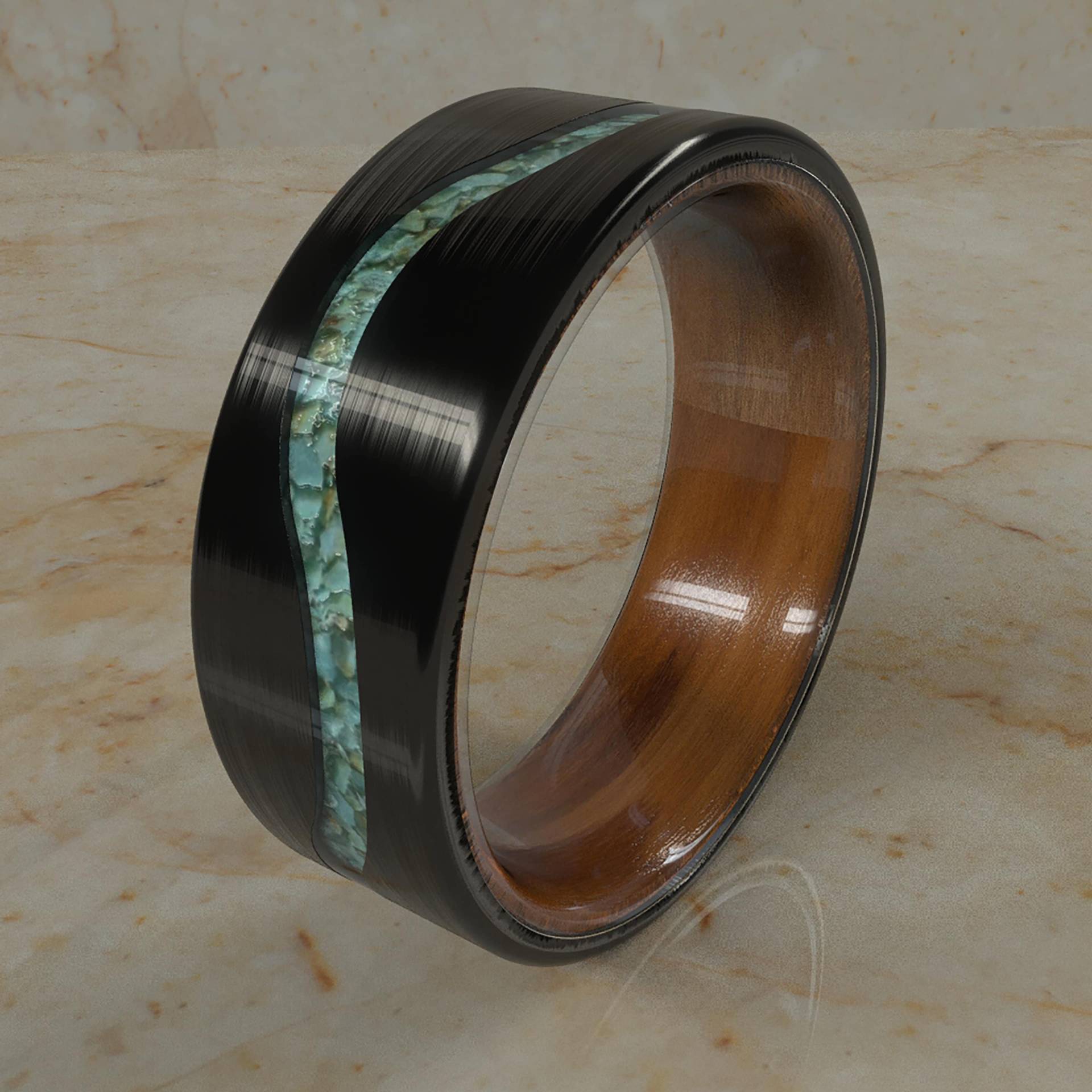 Carbonfaser Ring, Nussbaum Holz, Türkis, Türkis Ringe, Schwarze Eheringe, Herren Ring Für Männer, Bestes Geschenk von DaliaWoodia