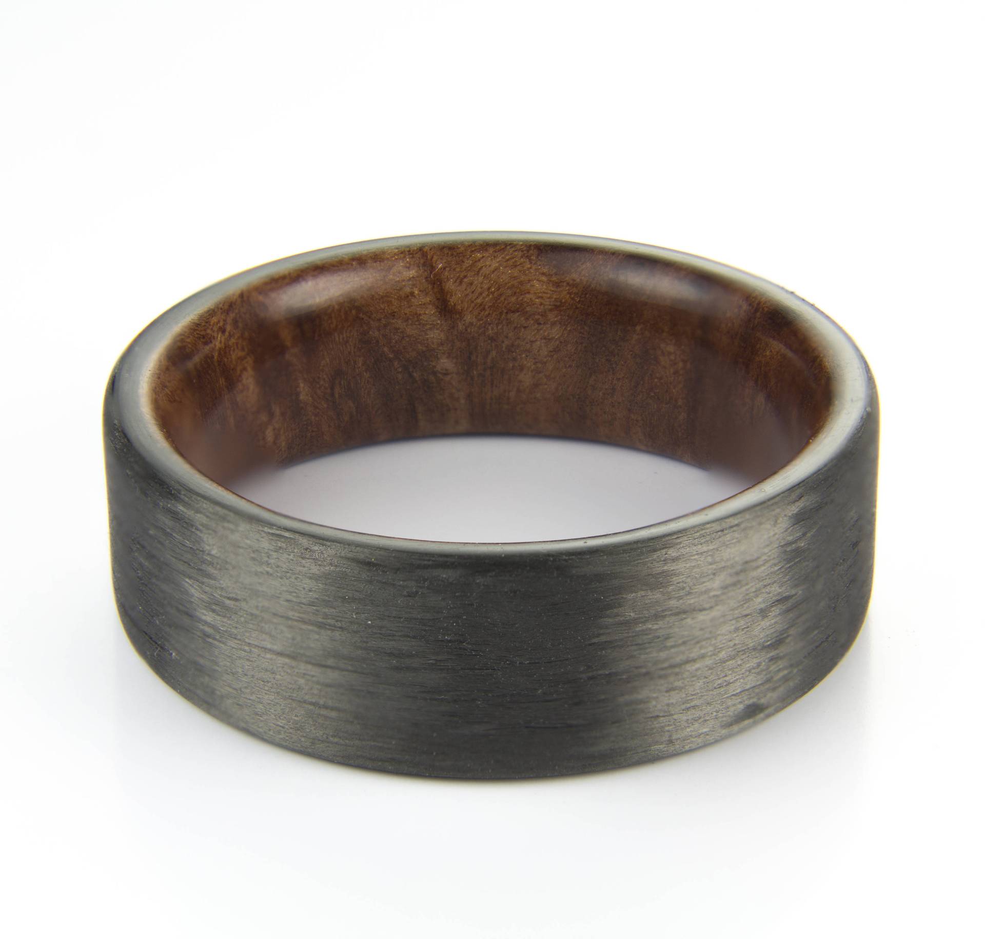 Carbonfaser Ring Mit Thuya Burl Holz Liner, Schwarzer Ring, Herren Frauen Ehering, Geschenk Für Ihn, Sie von DaliaWoodia