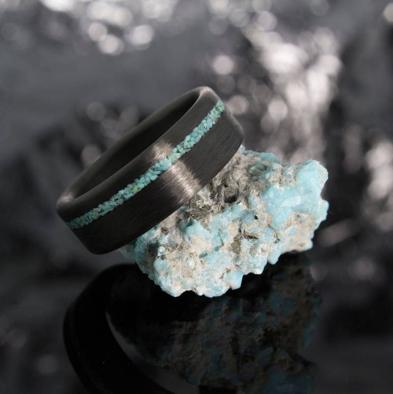 Carbonfaser Ring Mit Türkis Inlay, Ringe, Schwarze Eheringe, Herren Eheringe, Für Männer, Bestes Geschenk Carbonfaser Ring Mit Türkis Inlay, Ringe, Schwarze Eheringe, Herren Eheringe, Für Männer, Bestes Geschenk von DaliaWoodia