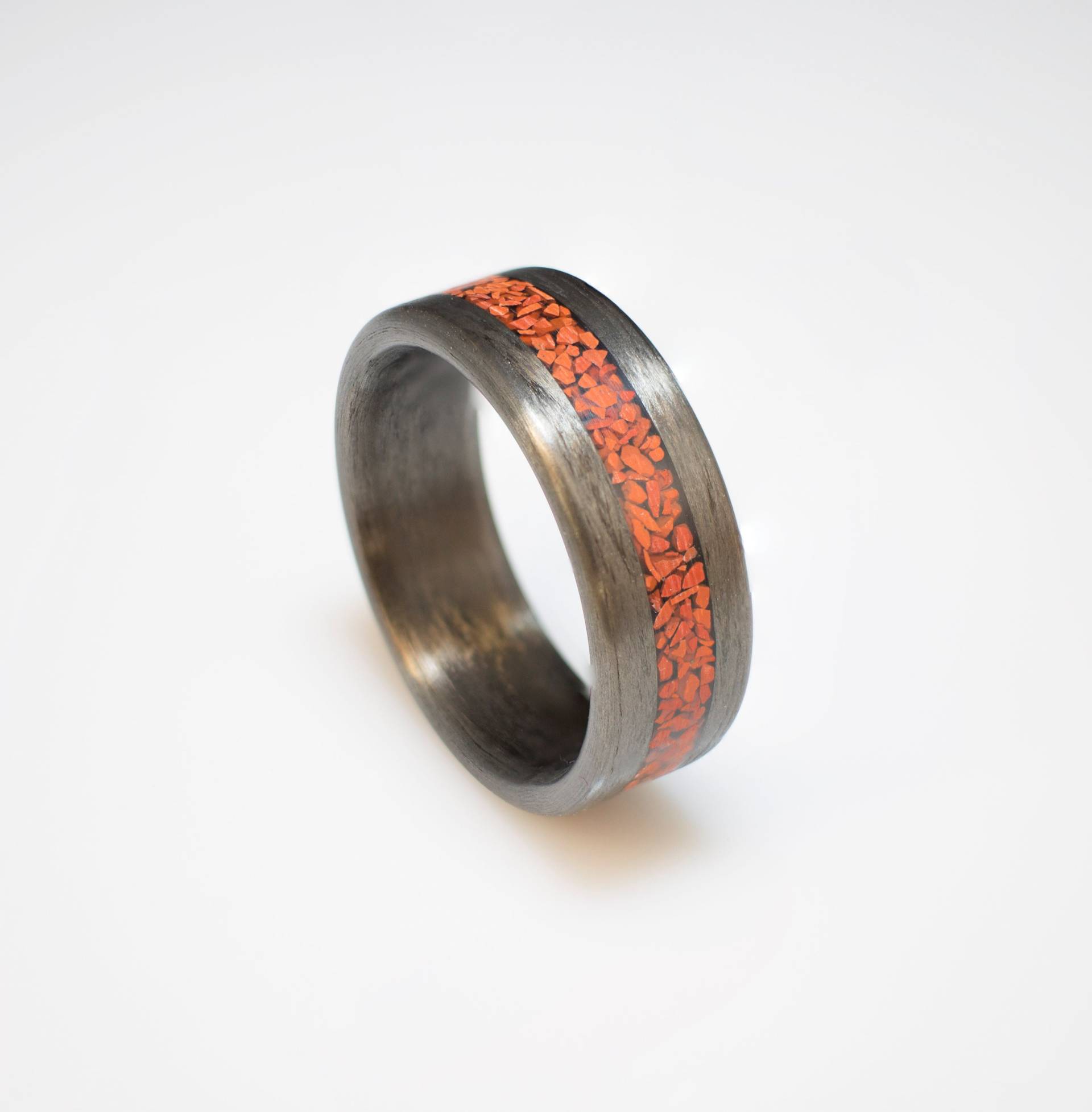 Karbonring, Karbonfaserring Mit Poliertem Jaspis-stein Inlay, Ehering Herren, Herrenring Schwarz, Schwarzer Ring, Geschenke, Geschenk Für Sie Und Ihn von DaliaWoodia