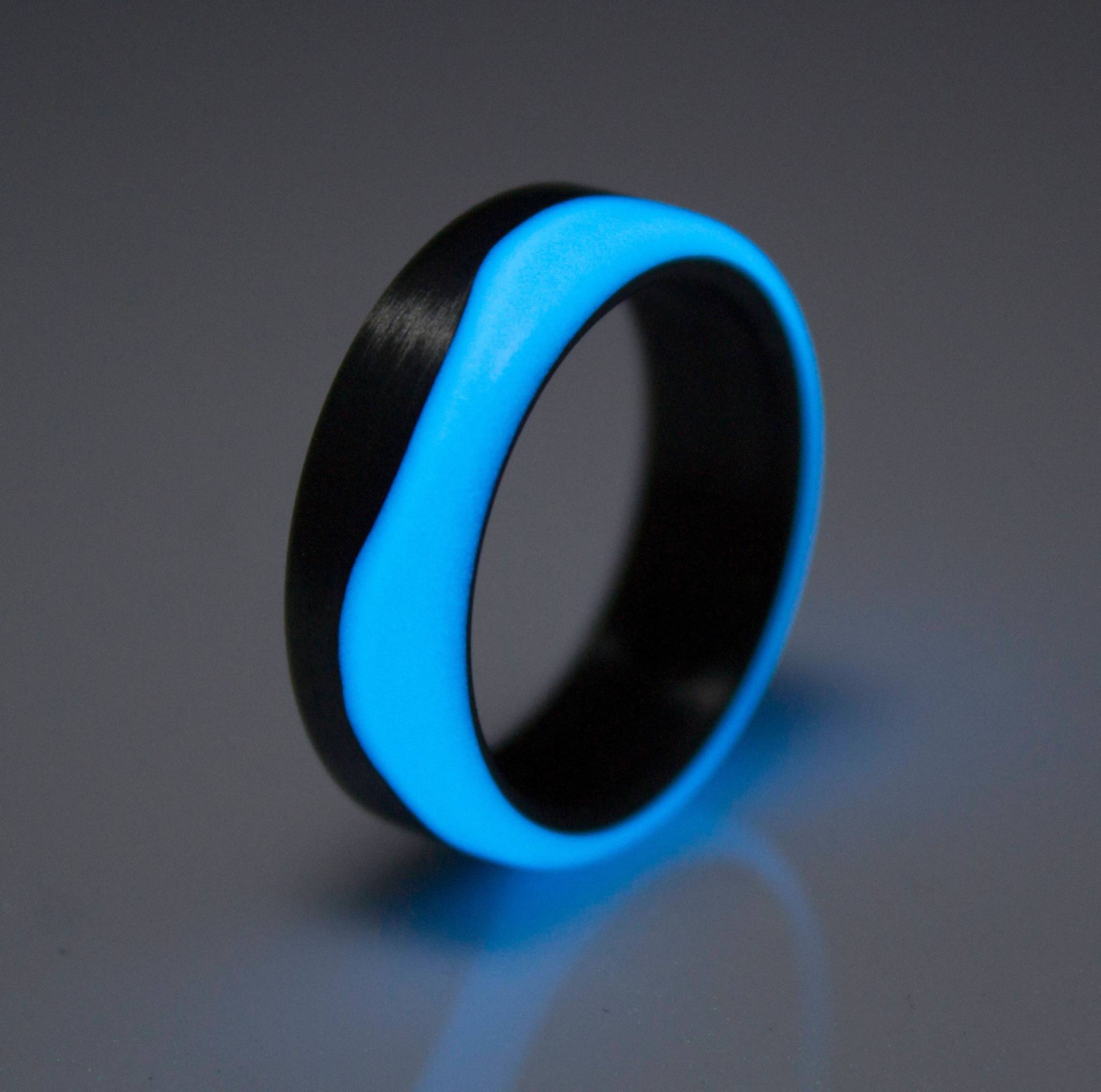 Kohlefaser Glow Ring, Ring Band, Schwarzer Herrenring Schwarz, Für Ihn, Ehering Carbonring, Bestes Geschenk von DaliaWoodia