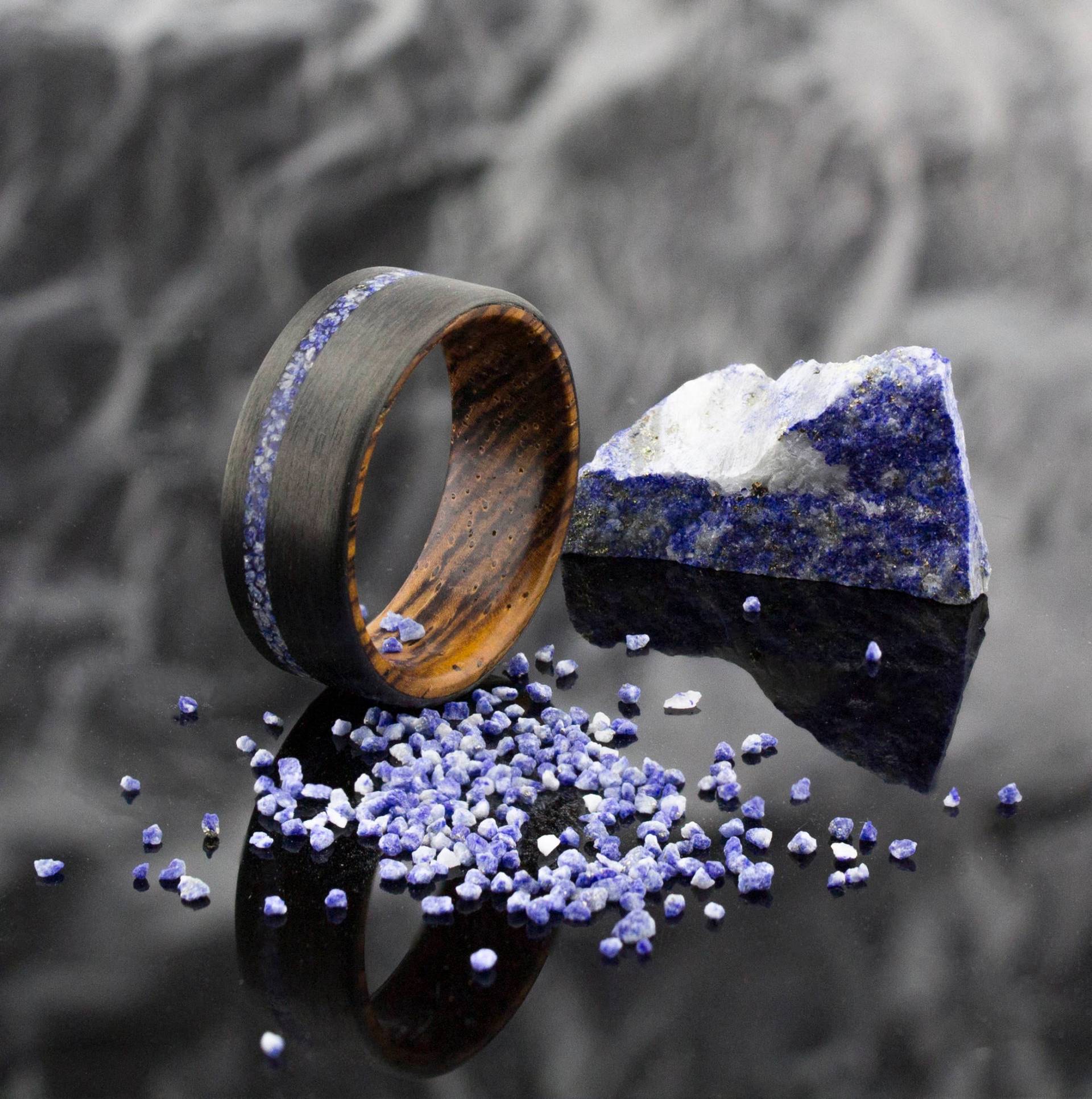 Kohlefaser-Ring, Cocobolo Holz, Lapislazuli, Ehering, Schmuck, Ringe, Verlobungsringe, Schwarze Herren Ring von DaliaWoodia