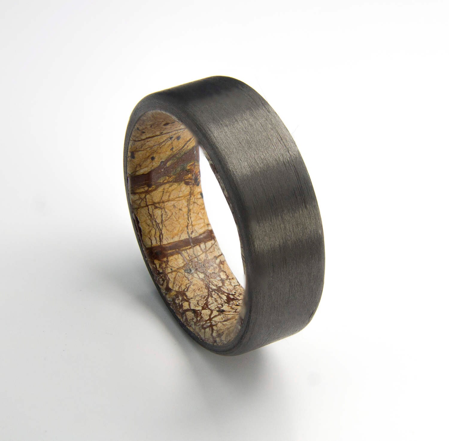 Kohlefaser-Ring, Echte Natürliche Marmor, Ehering, Schmuck, Ringe, Verlobungsringe, Schwarze Herren Ring von DaliaWoodia