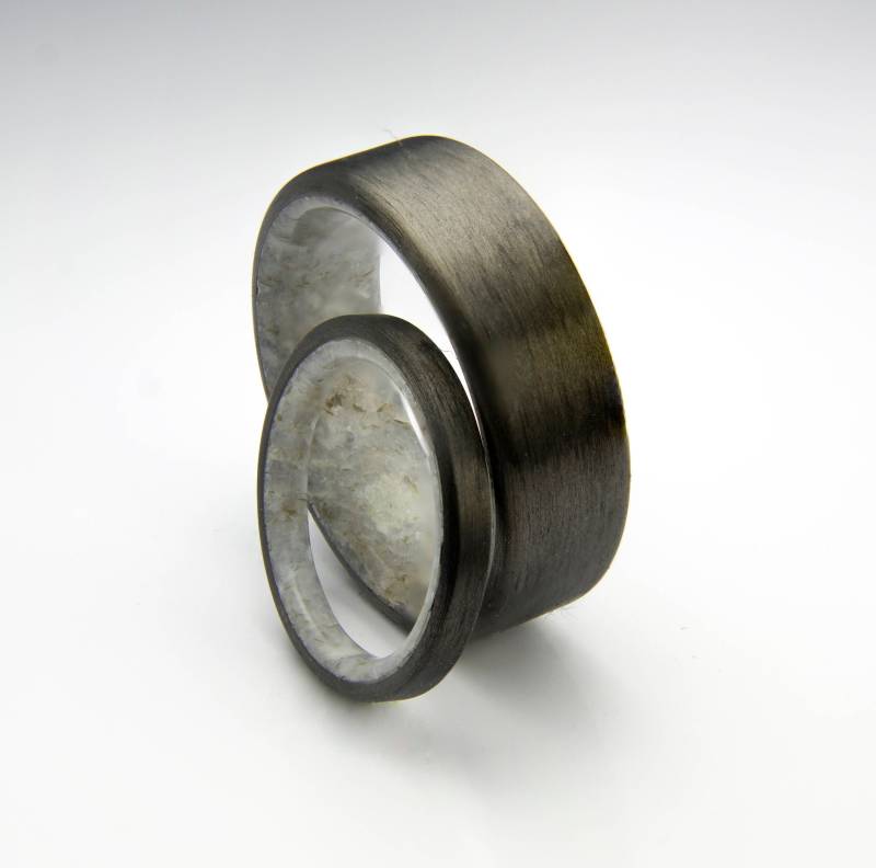 Schwarzer Ring, Kohlefaser-Ring Mit Echtem Natürlichen Marmor, Herren Ehering, Unisex Ringe Schwarzer Ring, Kohlefaser-Ring Mit Echtem Natürlichen Marmor, Herren Ehering, Unisex Ringe von DaliaWoodia