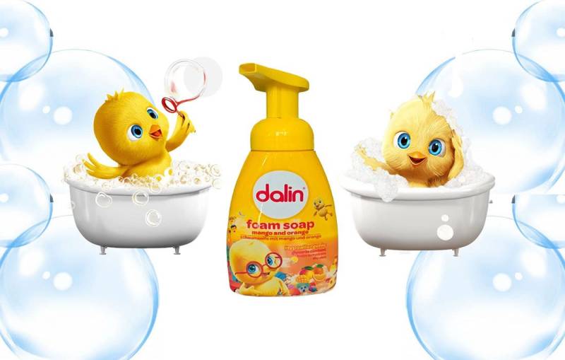 Dalin Handseife Schaumseife Mango & Orang Milde Handseife für Kinder 200 ml, 1-tlg., Hypoallergen & dermatologisch getestet von Dalin