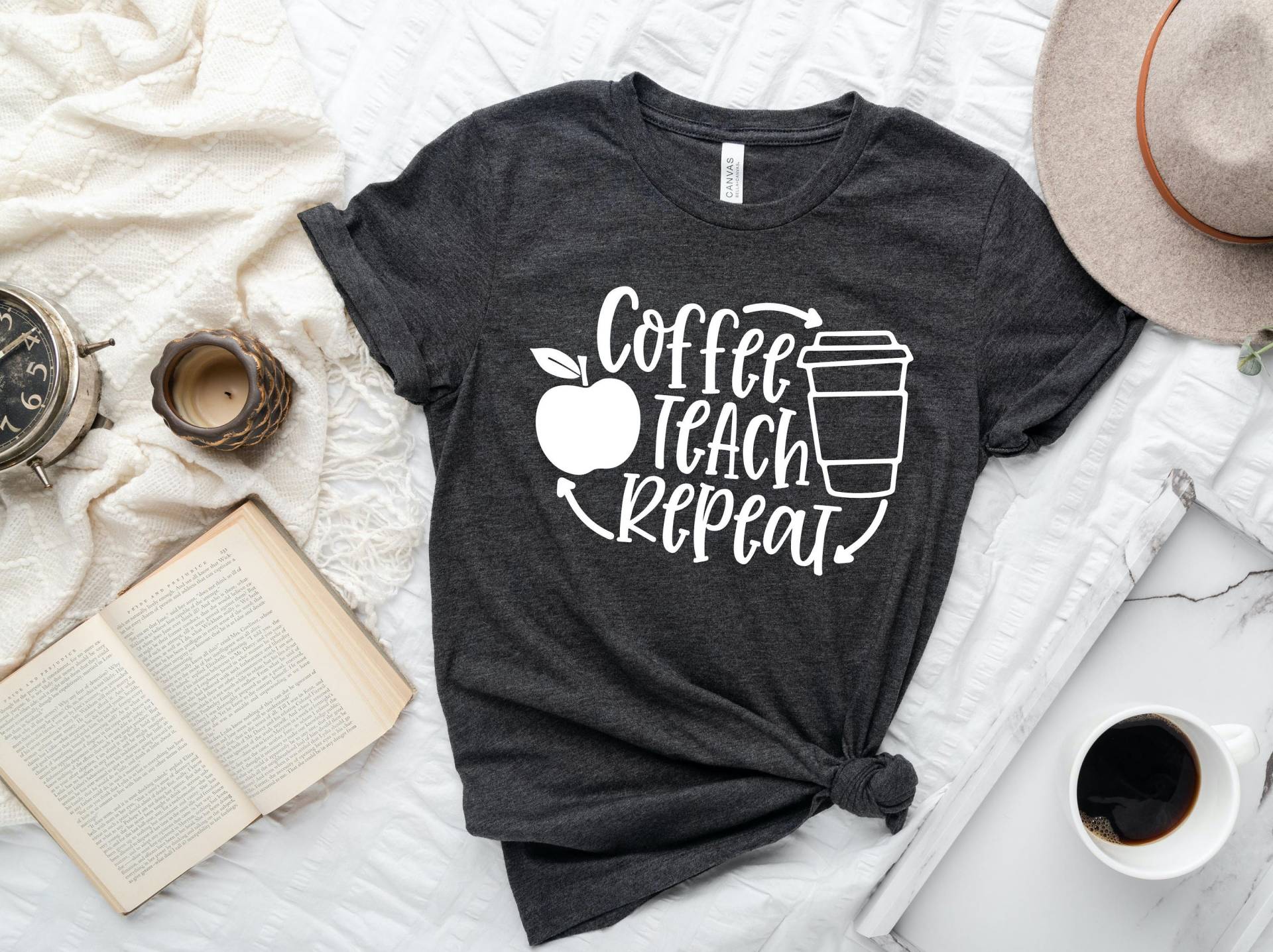 Coffee Teach Repeat T-Shirt, Lehrer Inspiration Shirts Für Frauen Shirt, Geschenk, Wertschätzung von DalinCustomShirts