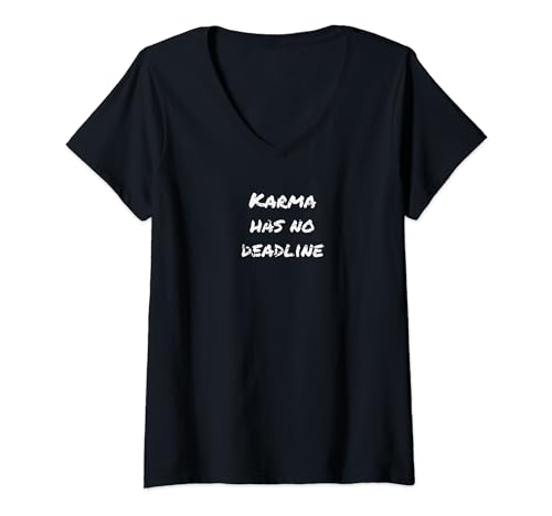 Damen Karma has no deadline Yoga Spruch Herren Damen T-Shirt mit V-Ausschnitt von YO! Diese Klamotten