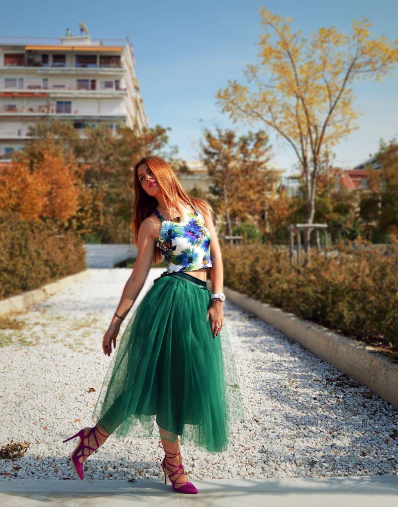 Emerald Tüllrock Midirock Brautjungfer Rock Abendrock Mit Schleife Hochzeit Abiball Mutterschaftsrock Abiballrock von DalitaCollections