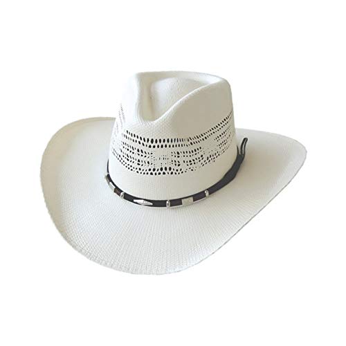 Dallas Hats Strohhut Cowboyhut PHI 2 Creme weiß mit Lederhutband (58) von Dallas Hats