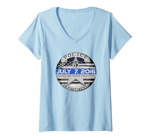Damen Dallas Police Memorial mit Abzeichen 7. Juli 2016 T-Shirt mit V-Ausschnitt von Dallas Police Memorial