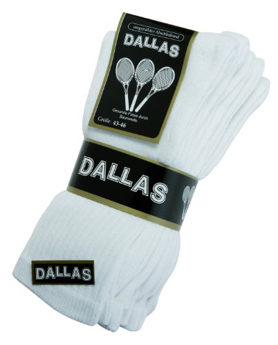 Dallas 20 Paar Arbeitssocke Tennissocke Freizeitsocke (43-46, Weiß) von Dallas