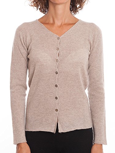 Dalle Piane Cashmere - Cardigan 100% Kaschmir, Made in Italy - Damen; Farbe: Beige, Größe: M von Dalle Piane Cashmere