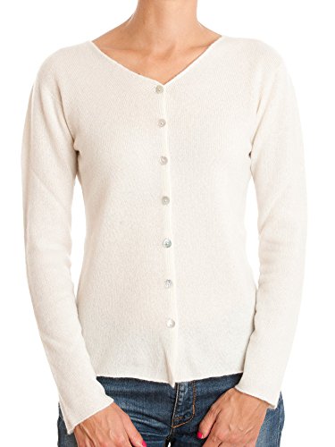 Dalle Piane Cashmere - Cardigan 100% Kaschmir, Made in Italy - Damen; Farbe: Creme, Größe: L von Dalle Piane Cashmere