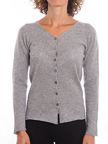 Dalle Piane Cashmere - Cardigan 100% Kaschmir, Made in Italy - Damen; Farbe: Grau, Größe: M von Dalle Piane Cashmere