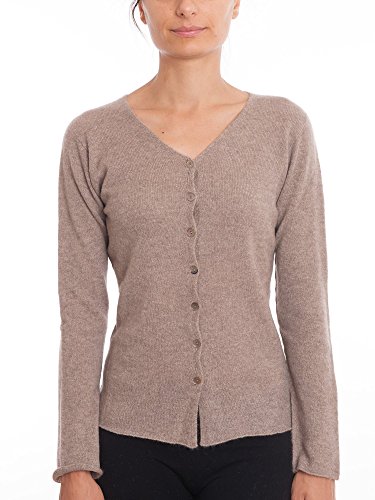 Dalle Piane Cashmere - Cardigan 100% Kaschmir, Made in Italy - Damen; Farbe: Nerz, Größe: S von Dalle Piane Cashmere