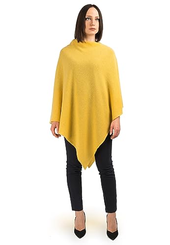 Dalle Piane Cashmere - Poncho aus 100% Kaschmir - Made in Italy - für Frau, Farbe: Gelb, Einheitsgröße von Dalle Piane Cashmere