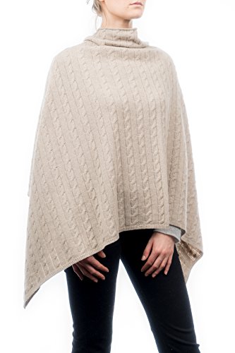 Dalle Piane Cashmere - Poncho mit Zopf aus Kaschmir-Gemisch - für Damen, Farbe: Beige, Einheitsgröße von Dalle Piane Cashmere