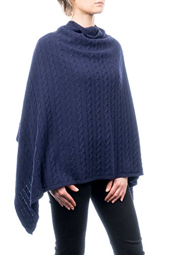 Dalle Piane Cashmere - Poncho mit Zopf aus Kaschmir-Gemisch - für Damen, Farbe: Blau, Einheitsgröße von Dalle Piane Cashmere