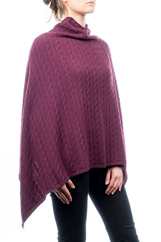 Dalle Piane Cashmere - Poncho mit Zopf aus Kaschmir-Gemisch - für Damen, Farbe: Bordeaux, Einheitsgröße von Dalle Piane Cashmere