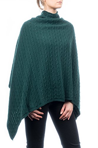 Dalle Piane Cashmere - Poncho mit Zopf aus Kaschmir-Gemisch - für Damen, Farbe: Grün, Einheitsgröße von Dalle Piane Cashmere