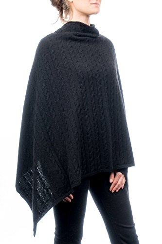 Dalle Piane Cashmere - Poncho mit Zopf aus Kaschmir-Gemisch - für Damen, Farbe: Schwarz, Einheitsgröße von Dalle Piane Cashmere