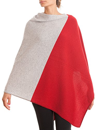 Dalle Piane Cashmere - Poncho zweifarbig zu 100% aus Kaschmir - für Damen, Farbe: Rot, Einheitsgröße von Dalle Piane Cashmere